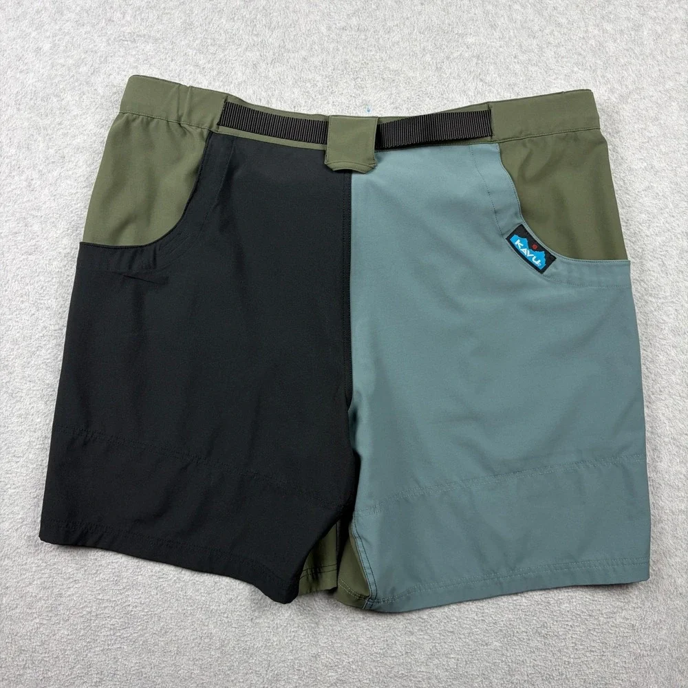 Kavu Chilli Lite Shorts Mens 2XL Colorblock Belted Hiking Performance Gorpcore